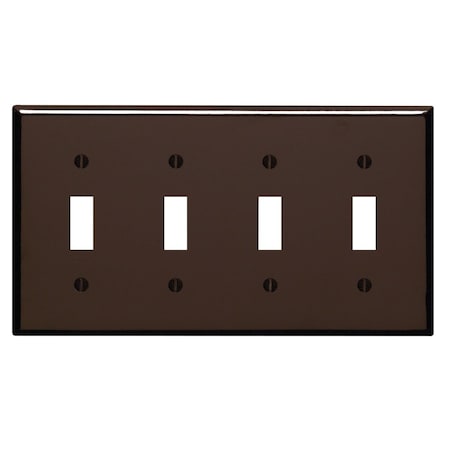 Leviton 4-Gang Plastic Toggle Switch Wall Plate, Brown 001-85012-000